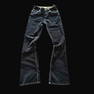 Cache Black Corduroy Flare Pants Whimsigoth Waistband Contrast Stitch Size 0